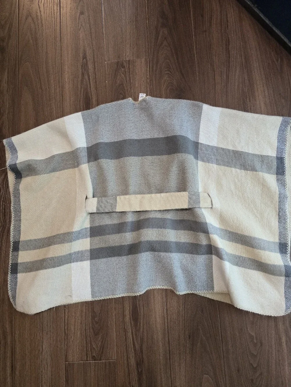 Maurices Cream and Gray Striped Knit Wrap with Tie Belt